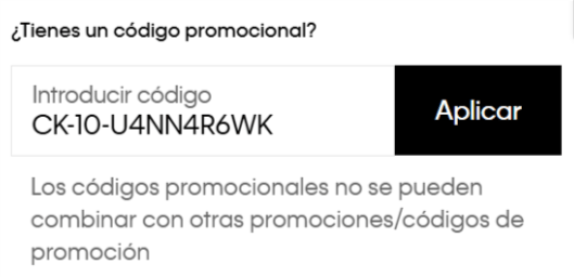 donde introducir el codigo calvin klein