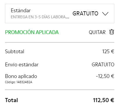 donde introducir código descuento camper