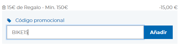 como introducir un codigo descuento 365Rider