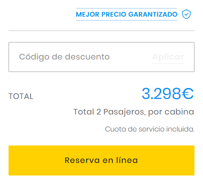 donde introducir código promocional Costa Cruceros