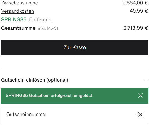 Einlösen des Westwing-Gutscheins im Warenkorb