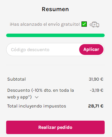 donde introducir código descuento Druni