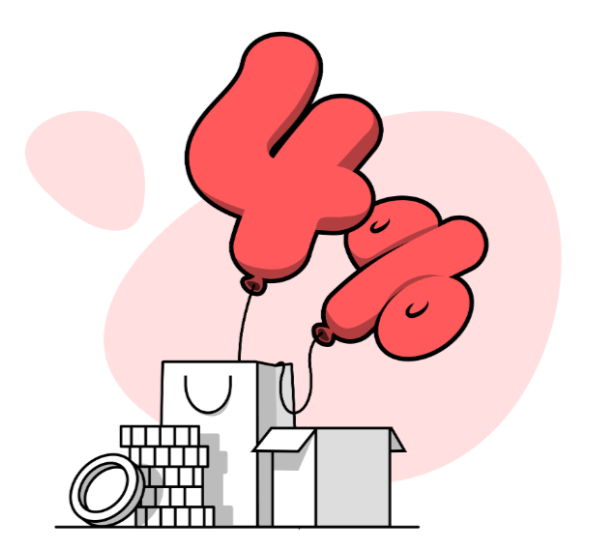 cashback del 4% con la app