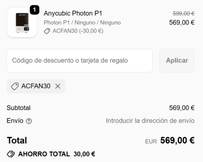 donde introducir el codigo descuento