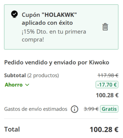 codigo descuento aplicado