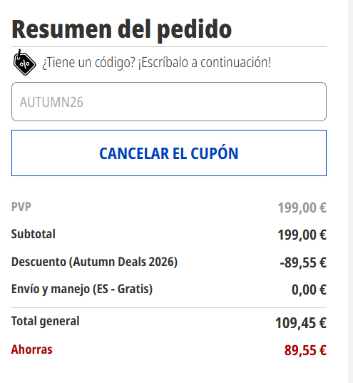 código promocional Panasonic aplicado