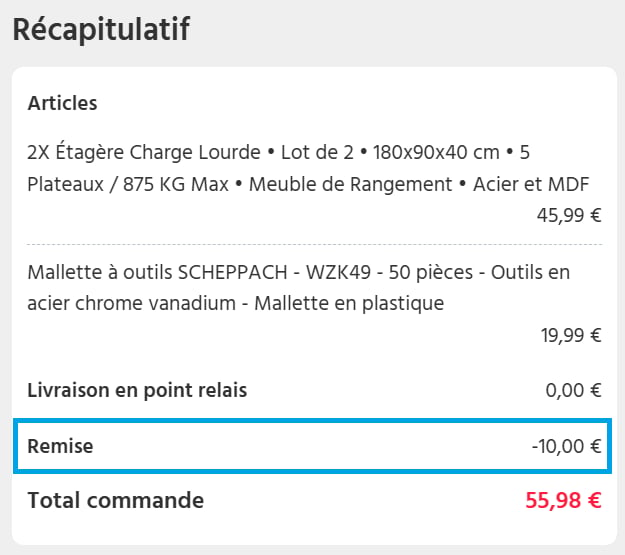 code promo cdiscount appliqué
