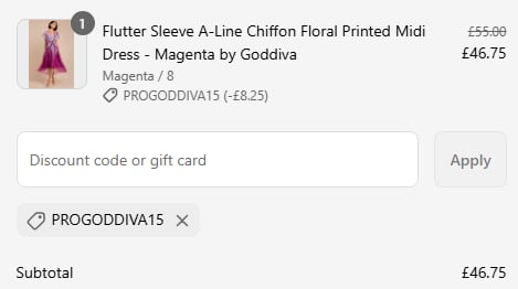 how to apply goddiva discount code