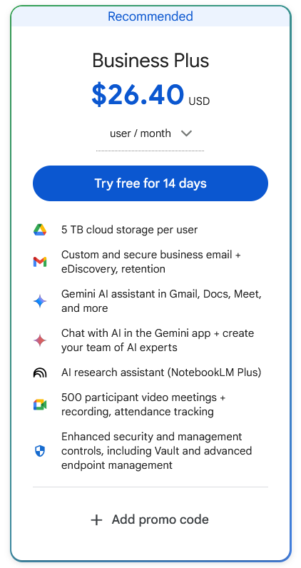 how to apply google workspace promo code