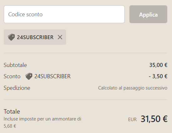 dove inserire codice sconto 24bottles