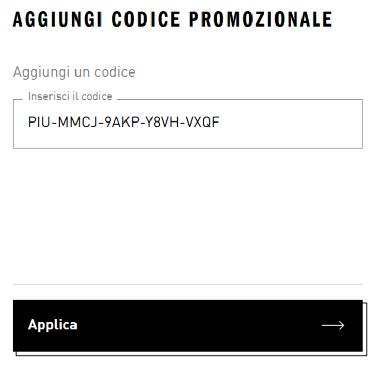 dove inserire il codice sconto adidas