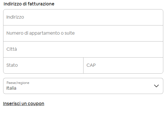 dove inserire coupon airbnb