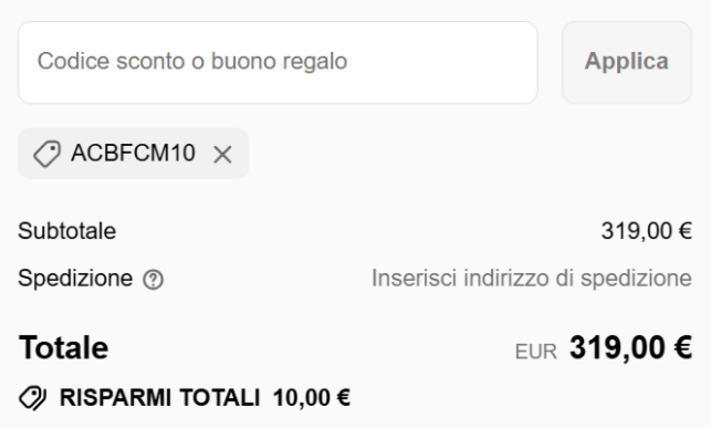 dove inserire il codice sconto