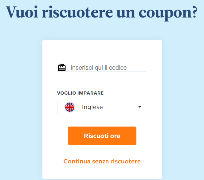 dove inserire coupon babbel