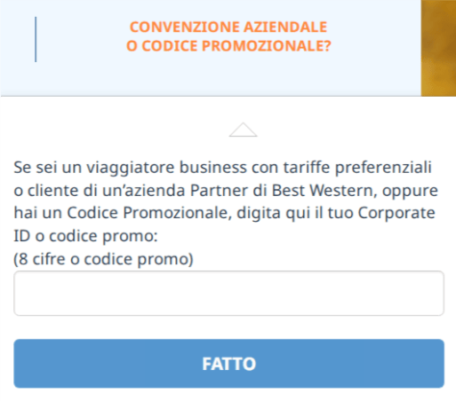 dove inserire il codice best western