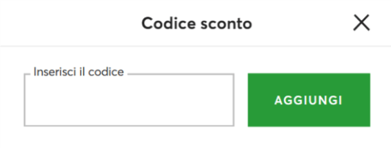 box per inserire il codice sconto