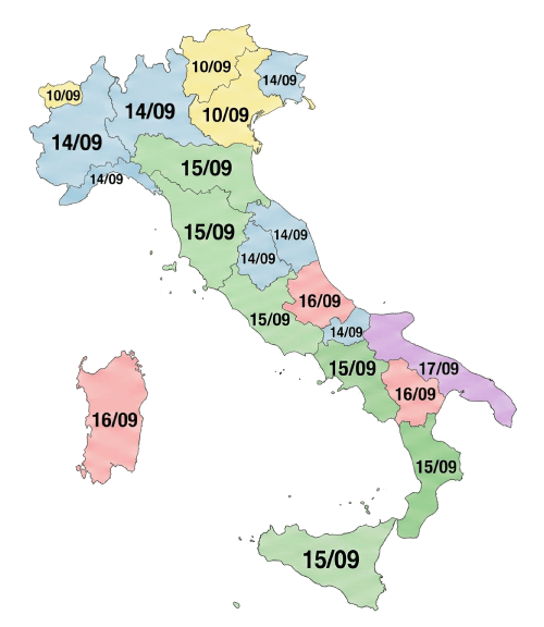 mappa calendario inizio scuola italia 2026
