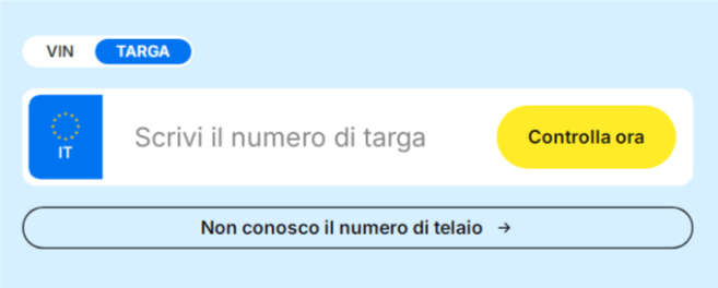 dove inserire il numero di targa