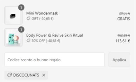 dove inserire il codice sconto cocunat