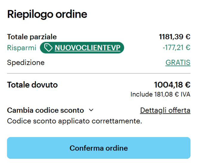 codice sconto vistaprint applicato