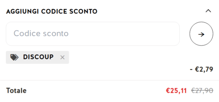 primo campo in cui applicare il codice sconto