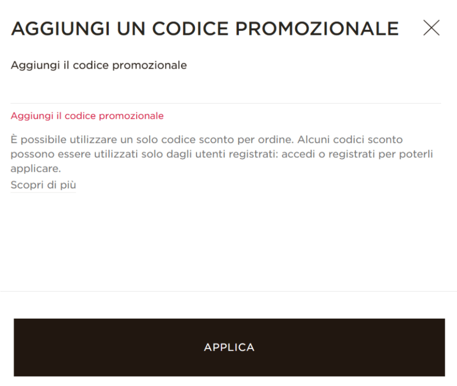 dove inserire il codice sconto pandora
