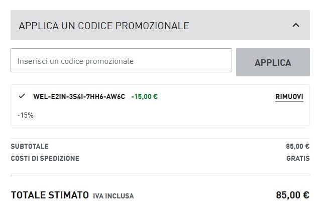 Coupon PUMA applicato