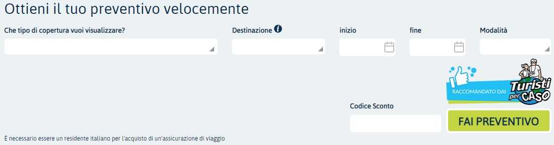 Il box dove inserire il codice sconto Columbus Assicurazioni
