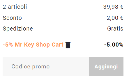 come inserire un codice sconto Mr Key Shop