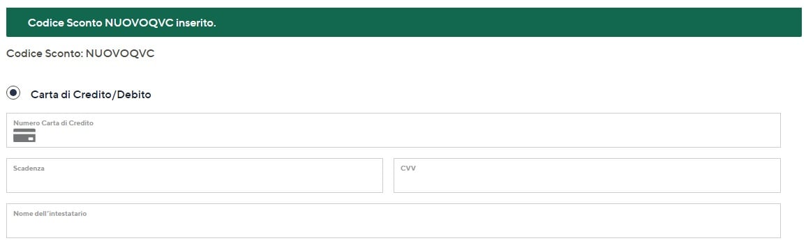 Codice sconto QVC applicato