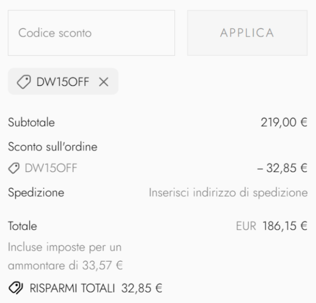 dove inserire il codice daniel wellington