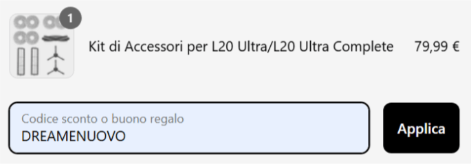 dove inserire il codice sconto dreame