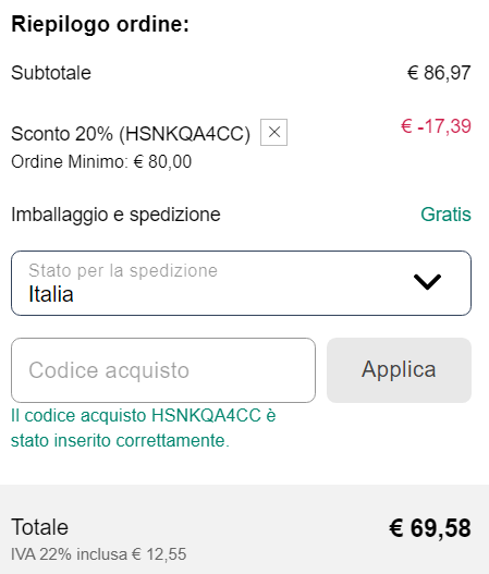 dove inserire codice sconto ecco verde