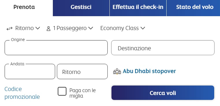 dove inserire codice sconto etihad