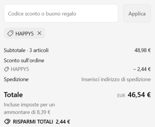 dove inserire il codice sconto everdrop