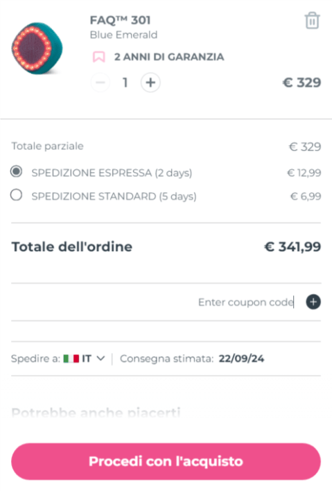dove inserire il codice sconto foreo