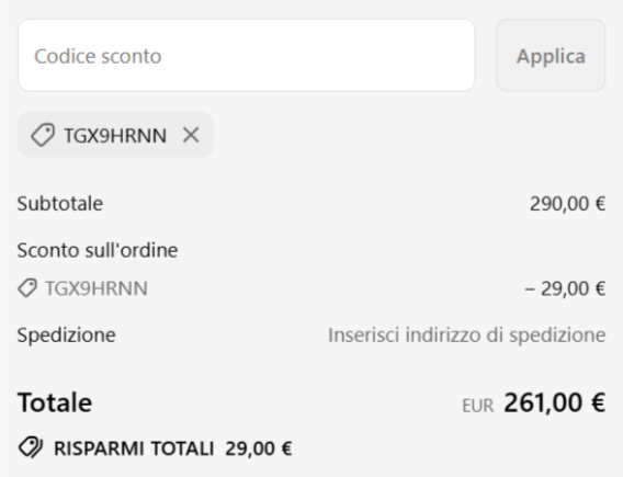 dove inserire il codice sconto k-way