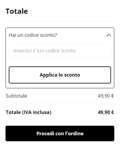 dove inserire il codice sconto kasanova