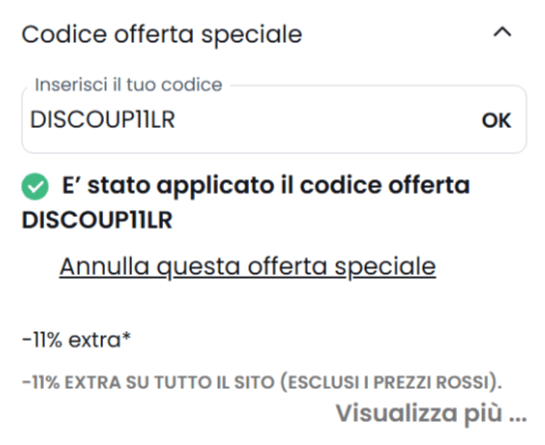 dove inserire il codice sconto la redoute