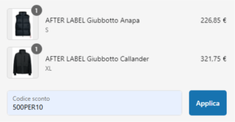 dove inserire il codice sconto manida