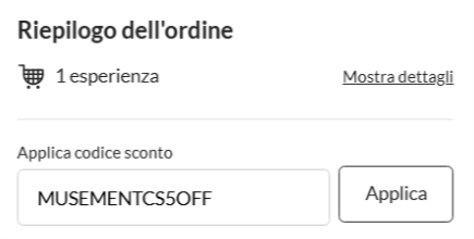 dove inserire il codice musement