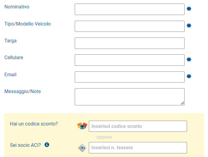 dove inserire codice sconto myparking