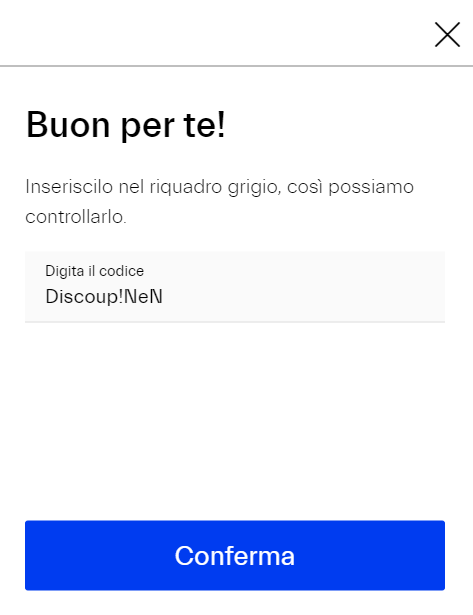 dove inserire codice sconto nen