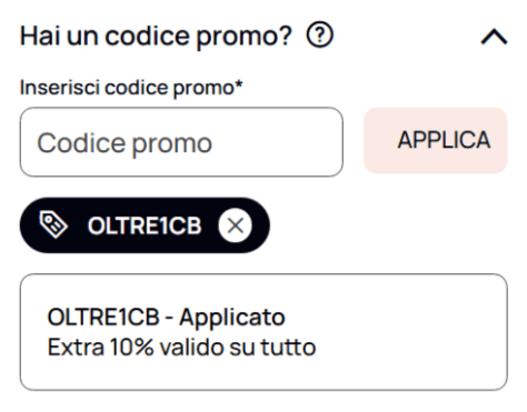 codice sconto oltre applicato