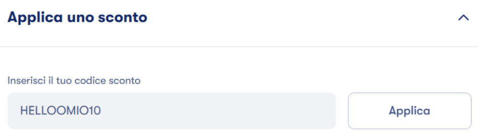 dove inserire il codice sconto omio