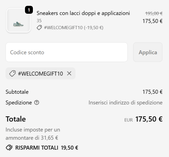 dove inserire il codice pinko
