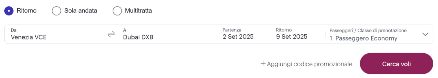 dove inserire il codice sconto qatar airways