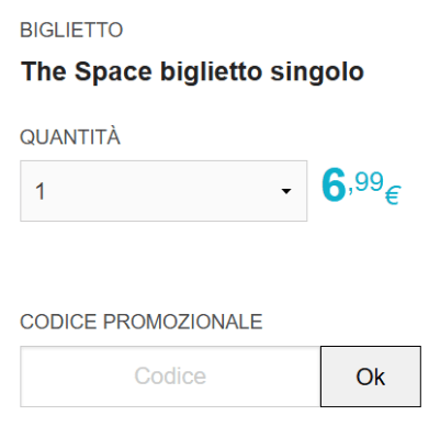 dove inserire il codice sconto the space cinema