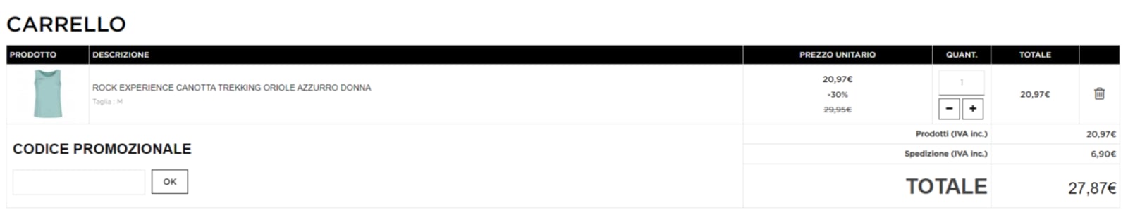 dove inserire un codice sconto sportland