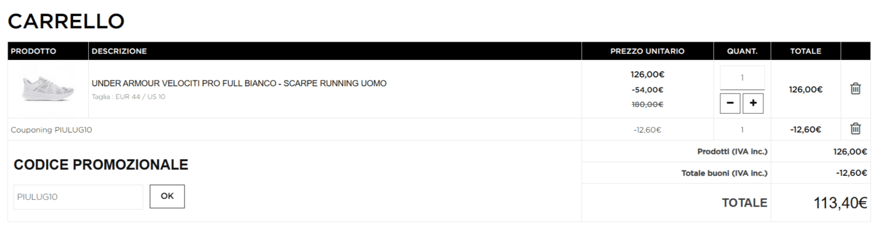 dove inserire il codice sconto sportland